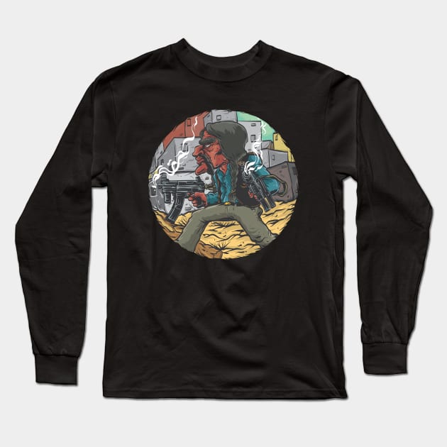 Mexican gangster with 2 guns Long Sleeve T-Shirt by Mako Design 